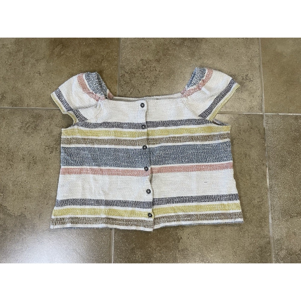 Texture & Thread Madewell Womens Sz XL Striped Multicolor Knit Button Front Tank